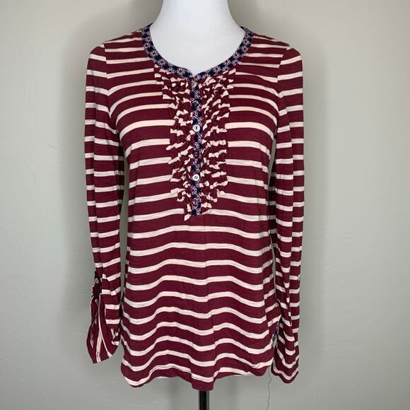 Anthropologie Postmark Striped Henley Sz Small - Picture 1 of 9